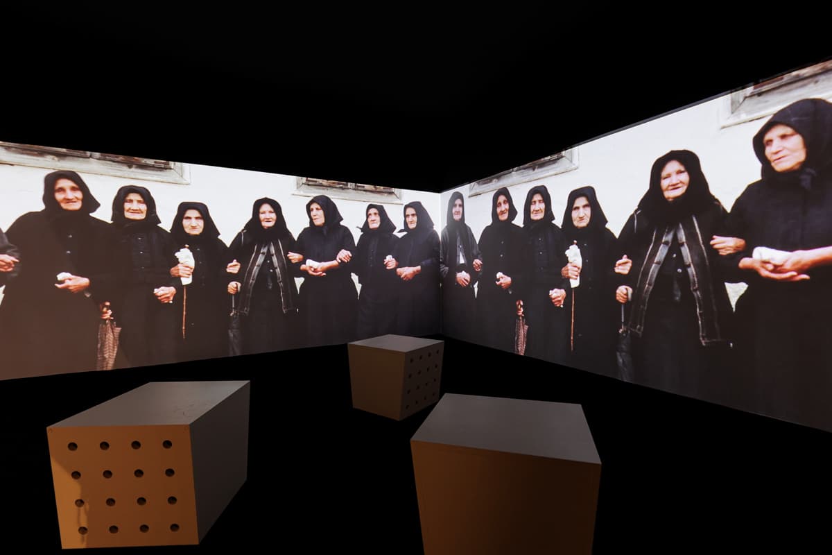 Na sliki je zatemnjen kotiček, kjer so na tri stene projicirane podobe iz filmoav Karpa Godine, ki se stapljajo v eno samo sliko, ki obdaja gledalca s treh strani, da ima občutek, kot da je vstopil v sliko.