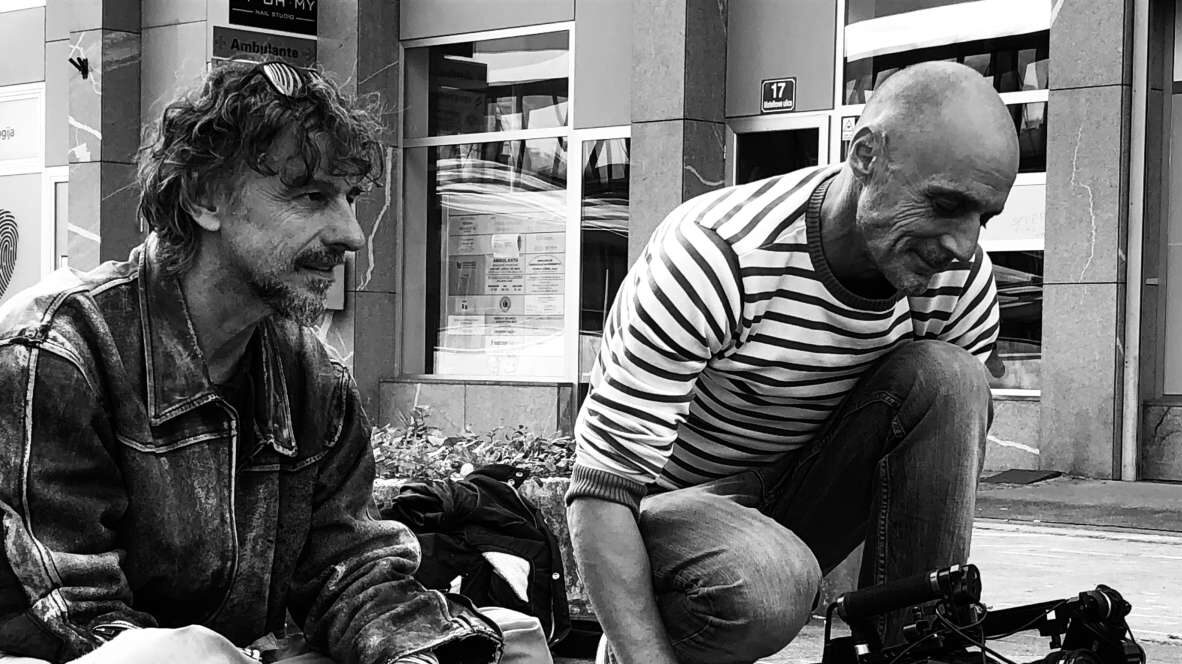 Jan Cvitković in Sandi Petric med snemanjem filma Gram srca